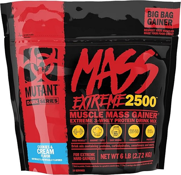 Mutant Mass Extreme 2500 Muscle Mass Gainer for Extreme Hard Gainers Cookies & Cream 2720g