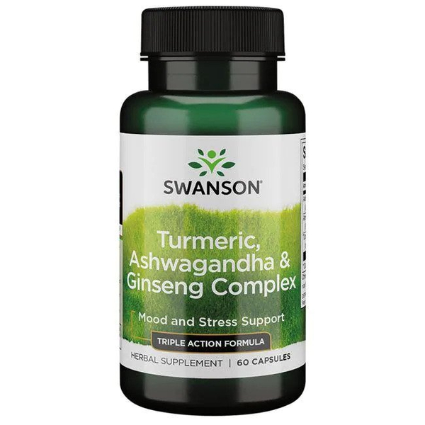 Swanson Turmeric Ashwagandha & Ginseng Complex for Stress and Energy 60 Capsules