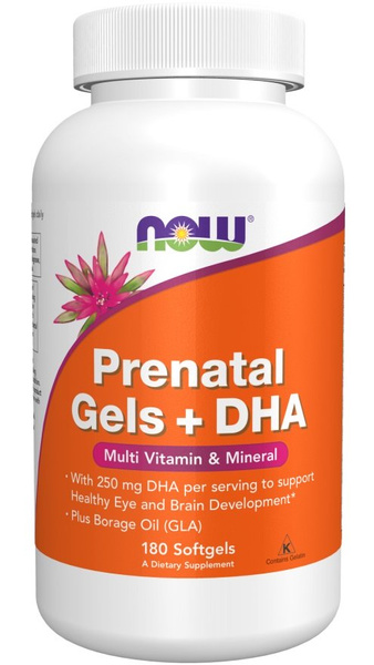 NOW Foods Prenatal Gels with DHA for Pregnant Women 180 Softgels