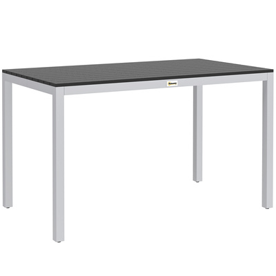 Outsunny Garden Table for 4-6, 120 x 70 cm Outdoor Dining Table with Rust-Resistant Aluminium Frame, Easy Maintenance Slatted Top, for Patio, Terrace, Balcony, Black