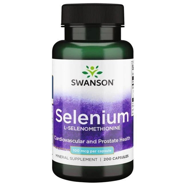 Swanson Selenium 100mcg as L-selenomethionine for Thyroid and Immune Support 200 Capsules