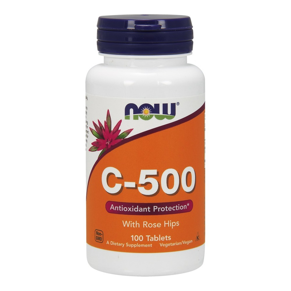 NOW Foods Vitamin C-500 with Rose Hips For Immune Support 100 Tablets