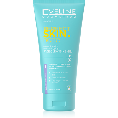 Eveline Perfect Skin Acne Deep Cleansing Wash Gel Unblocking Pores for Problematic Skin 150ml