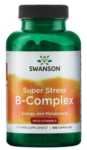 Swanson Super Stress B-Complex with Vitamin C for Nervous System 100 Capsules