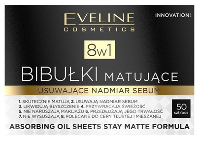 Eveline Stay Matte Formula Absorbing Oil Blotting Papers 8in1 50 Pieces