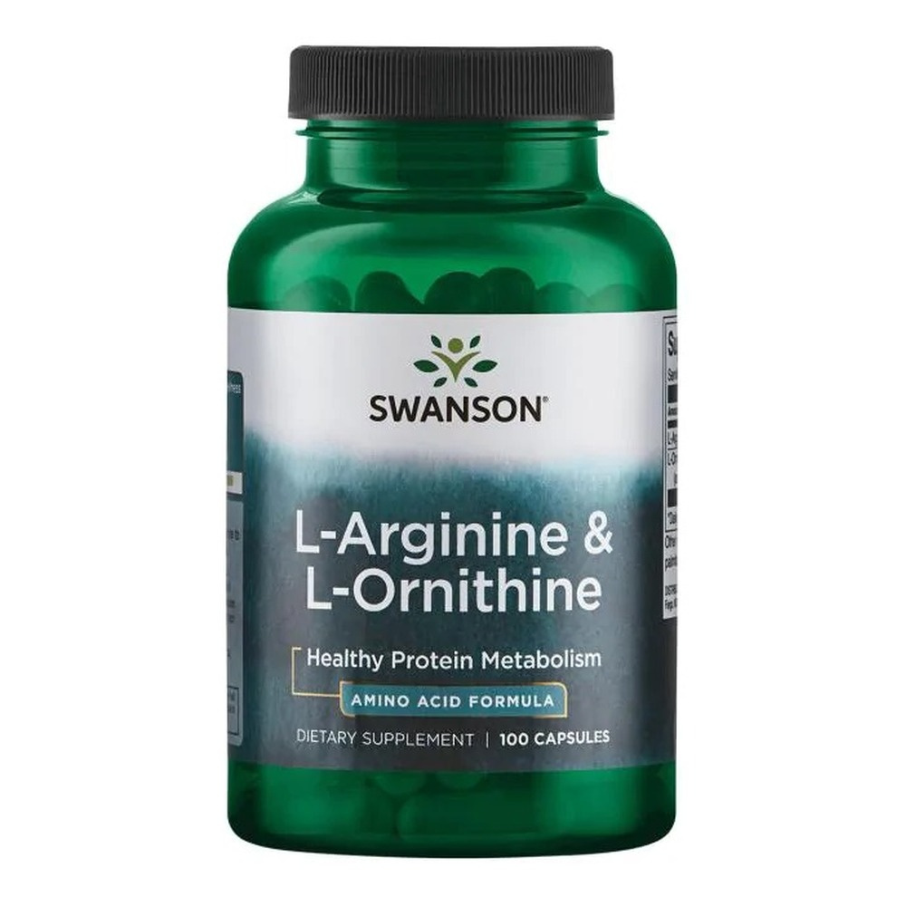 Swanson L-Arginine and L-Ornithine 750mg for Metabolism Support 100 Capsules