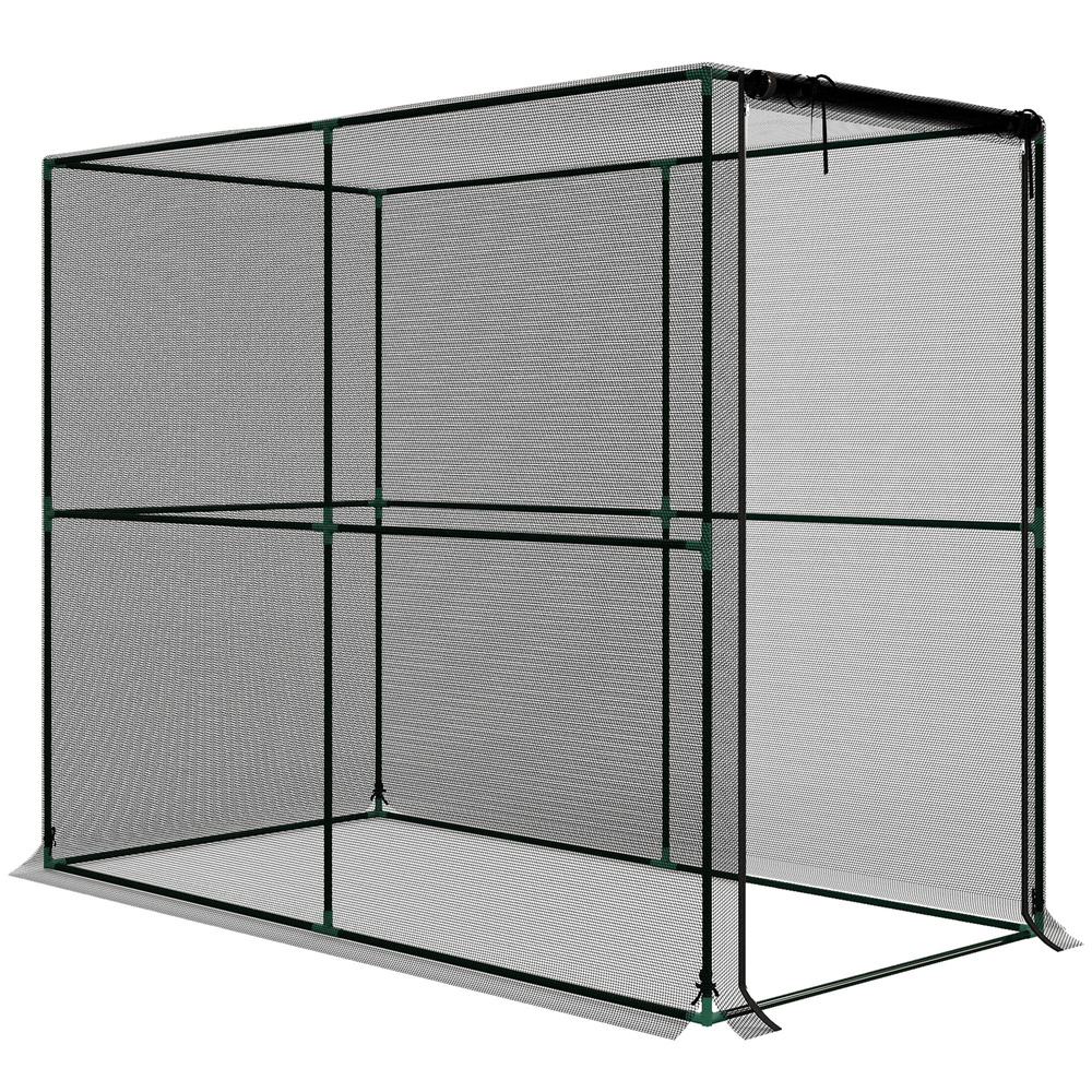 Outsunny Fruit Cage Bird Netting, Brassica Cage Plant Protection Tent with Zipped Door, Anti Bird, Insects, Small Animals, Black