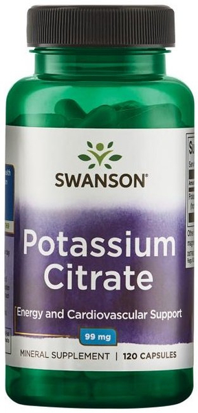 Swanson Potassium Citrate 99mg for Electrolyte Balance and Muscle Function 120 Capsules