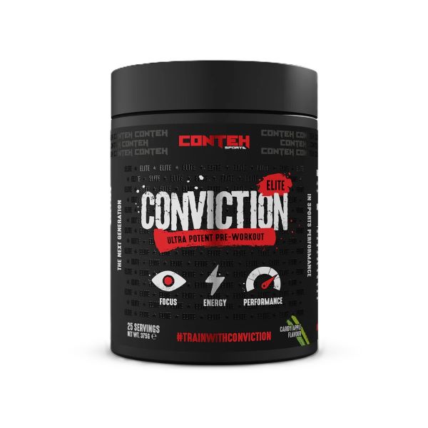 Conteh Sports Conviction Elite Candy Apple Pre-Workout Powder for Advanced Athletes 400g