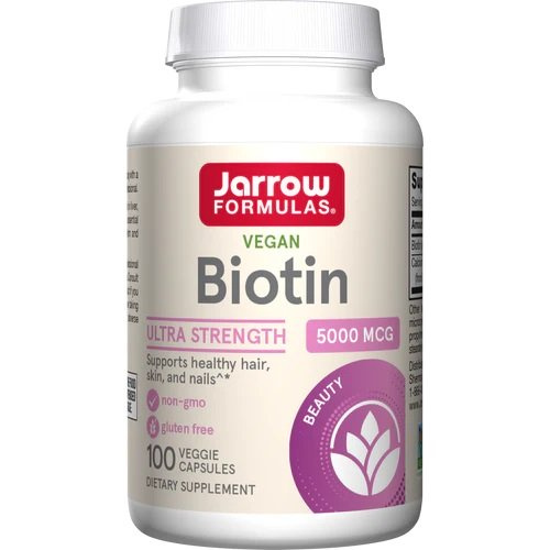 Jarrow Formulas Biotin 5000mcg for Healthy Skin Hair and Nails 100 Vcaps