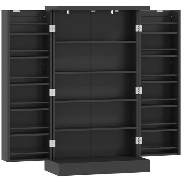HOMCOM Kitchen Cupboard, Freestanding Multi-Storage Kitchen Pantry Cabinet with Adjustable Shelves, Black
