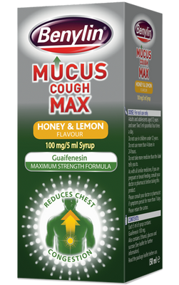 Benylin Mucus Cough Max with Honey and Lemon Flavour 100mg/5ml Syrup 150ml