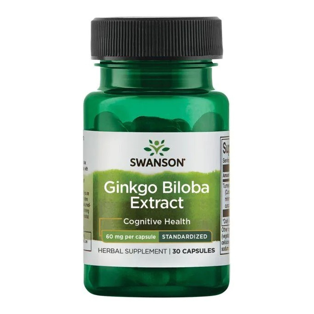 Swanson Ginkgo Biloba 60mg for Memory and Concentration 30 Capsules