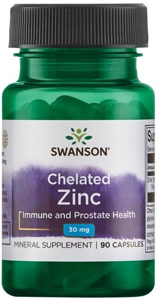 Swanson Chelated Zinc 30mg Albion for Immune Support and Healthy Skin 90 Capsules