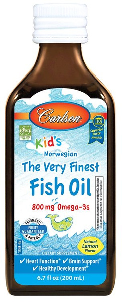 Carlson Labs Kid's The Very Finest Fish Oil Lemon For Healthy Development and Brain Function 200ml