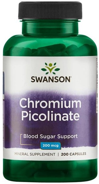 Swanson Chromium Picolinate 200mcg for Blood Sugar Support 200 Capsules