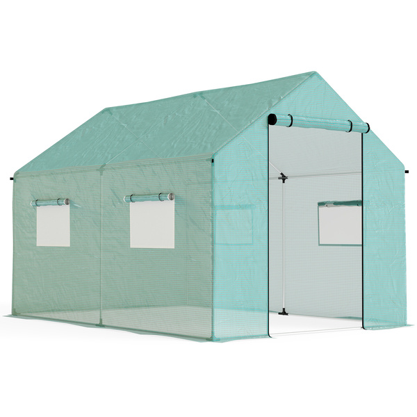Outsunny Polyethylene Walk-in Polytunnel Greenhouse, 2 x 3(m), Green