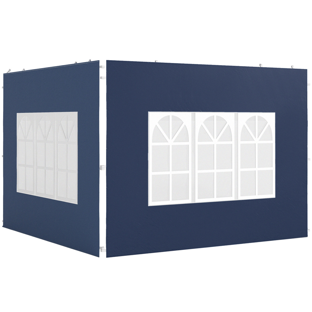 Outsunny Set of Two 3 x 3(m) Gazebo Frame Replacement Walls - Blue