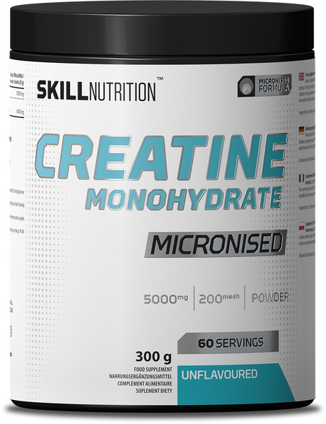 Skill Nutrition Micronised Creatine Monohydrate Unflavoured For Strength and Muscle Growth 300g