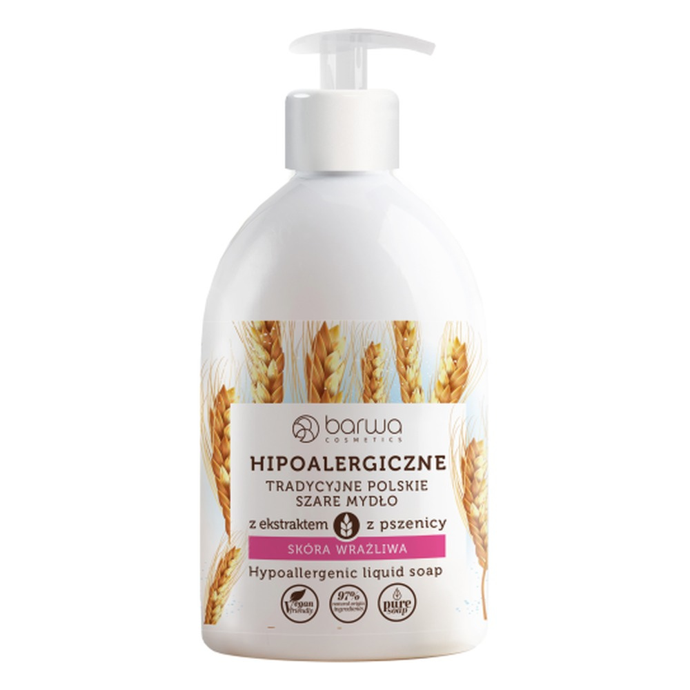 Barwa Hypoallergenic Gray Liquid Soap with Wheat for Sensitive Skin 500ml