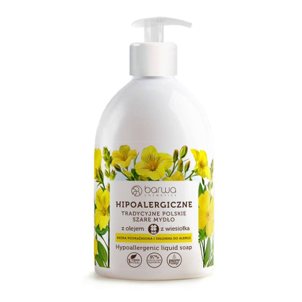 Barwa Hypoallergenic Gray Liquid Soap with Evening Primrose for Delicate Skin 500ml