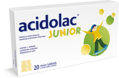 Dietary Supplement Acidolac Junior White Chocolate 20tabs.