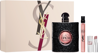Yves Saint Laurent Black Opium Gift Set 90ml EDP + 10ml EDP + Mini Loveshine Lipstick 44 Nude Lavalière Set for Women 1 Piece