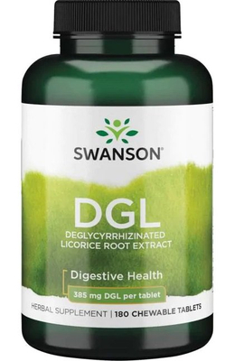 Swanson DGL 385mg Deglycyrrhizinated Licorice for Stomach Support 180 Chewable Tablets
