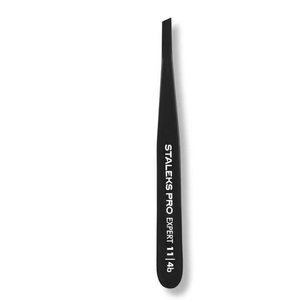 Staleks Pro Expert 11 Type 4b Eyebrow Tweezers Narrow Beveled Black