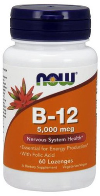 Now Foods Vitamin B-12 with Folic Acid 5000mcg 60 Lozenges