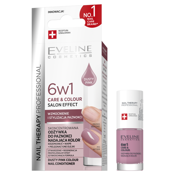 Eveline Nail Therapy Professional Care & Colour 6in1 Concentrated Nail Conditioner Color Dusty Pink 5ml