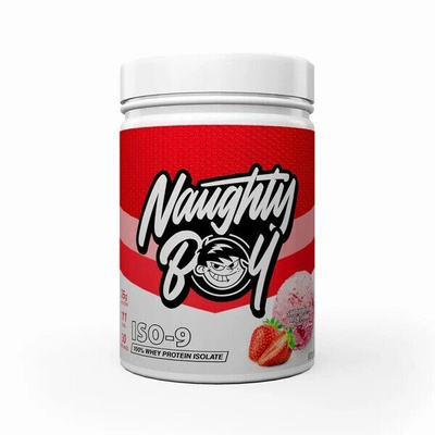 Naughty Boy Iso-9 Whey Protein Isolate for Muscle Recovery Strawberry Milkshake 900g
