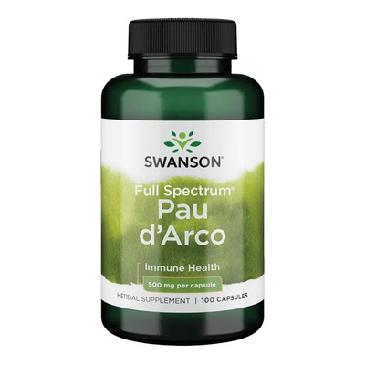 Swanson Full Spectrum Pau d'Arco 500mg for Immune and Digestive Support 100 Capsules