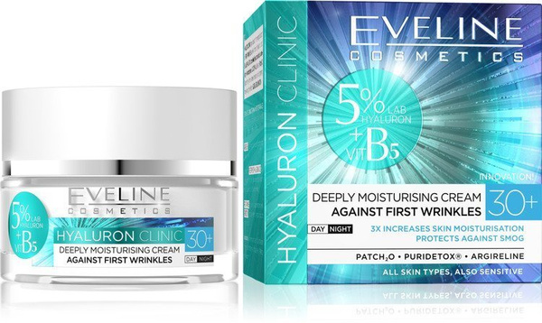 Eveline Hyaluron Clinic Anti-Wrinkle Day and Night Cream 30+ for Mature Skin 50ml