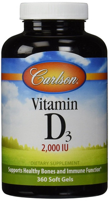 Carlson Labs Vitamin D3 2000 IU for Healthy Bones and Immune Function 360 Softgels