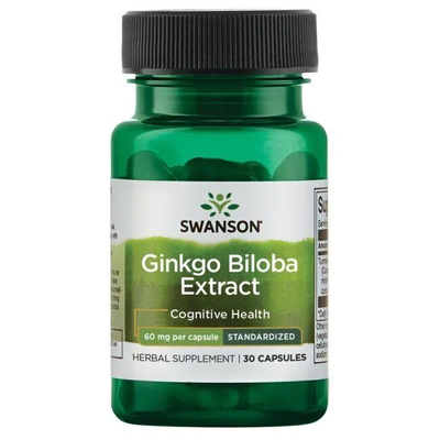 Swanson Ginkgo Biloba 60mg for Memory and Concentration 30 Capsules