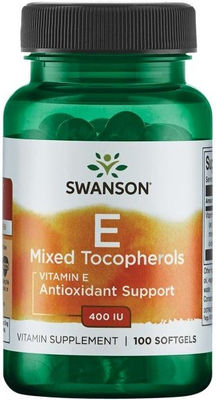 Swanson Vitamin E 400 IU Mixed Tocopherols for Antioxidant Support 100 Softgels