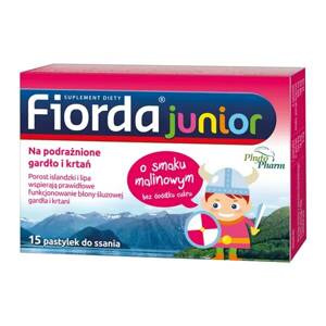 Fiorda Junior for Irritated Throat and Larynx with Raspberry Flavor for Children Over 4 Years of Age 15 Lozenges
