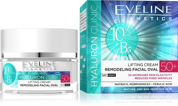 Eveline Hyaluron Clinic Anti-Wrinkle Day and Night Cream 50+ for Mature Skin 50ml 