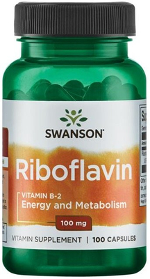 Swanson Vitamin B2 100mg Supporting Energy and Nervous System 100 Capsules