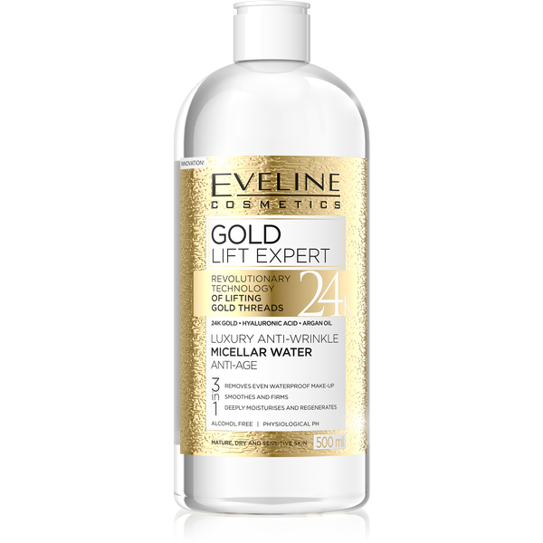 Eveline Gold Lift Expert Luxurious Anti-Wrinkle Micellar Liquid 3in1 for Mature Skin 500ml