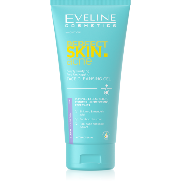 Eveline Perfect Skin Acne Deep Cleansing Wash Gel Unblocking Pores for Problematic Skin 150ml