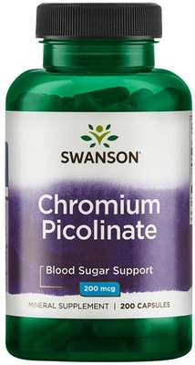 Swanson Chromium Picolinate 200mcg for Blood Sugar Support 200 Capsules