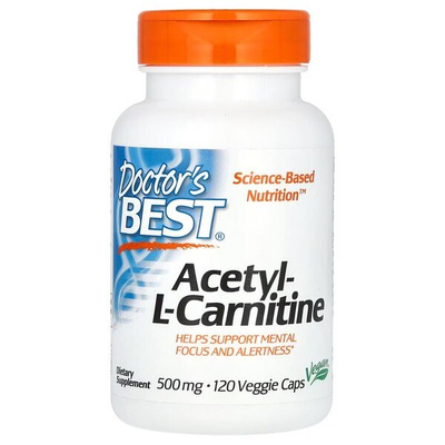 Doctor's Best Acetyl L-Carnitine 500mg for Mental Focus and Alertness 120 Vcaps