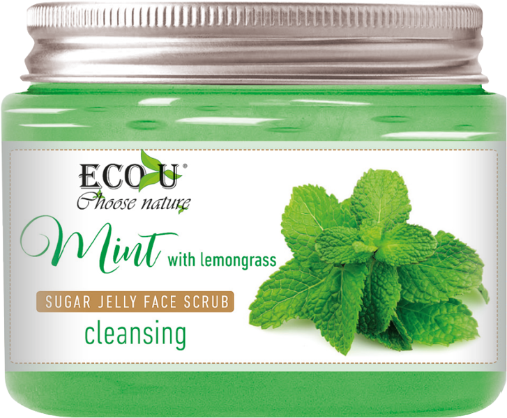 EcoU Mint Lemongrass Sugar Jelly Face Scrub Cleansing 140g Best Before 08.11.26