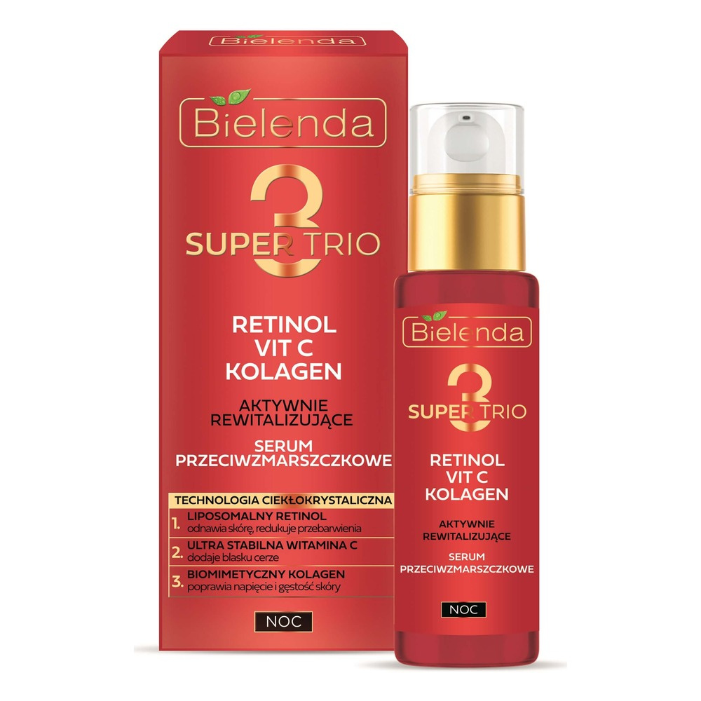Bielenda Super Trio 3 Retinol Vit.C Collagen Actively Revitalizing Anti-Wrinkle Night Serum 30ml