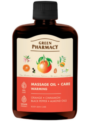 Green Pharmacy Warming Massage Oil with Cinnamon Pepper and Orange Oils 200ml