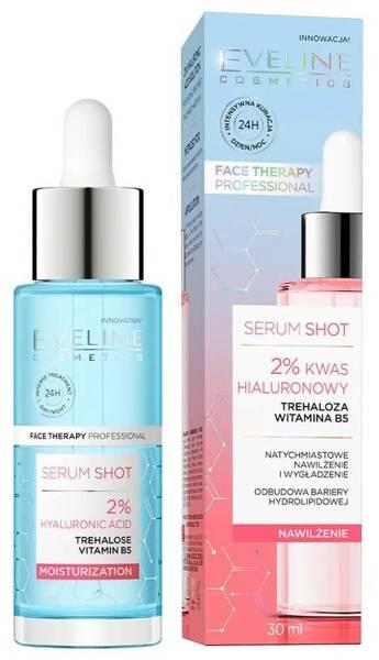 Eveline Face Therapy Professional Serum Shot Moisturizing Treatment 2% Hyaluronic Acid for Face Neck and Neckline 30ml