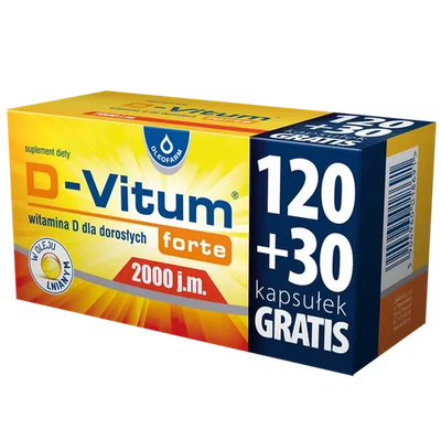 Oleofarm D-Vitum Forte 2000 IU Vitamin D3 for Adults 150 Capsules