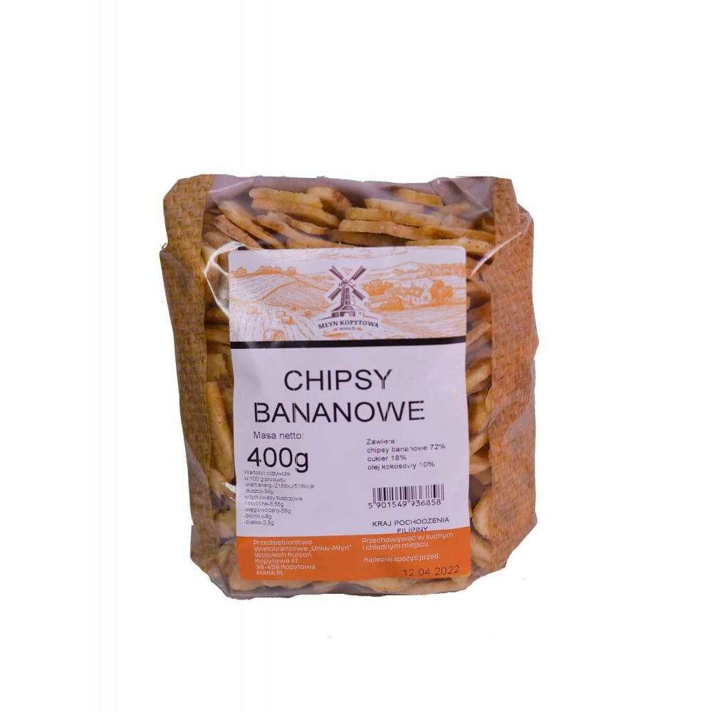 Młyn Kopytowa Banana Chips 400g Best Before 28.08.26